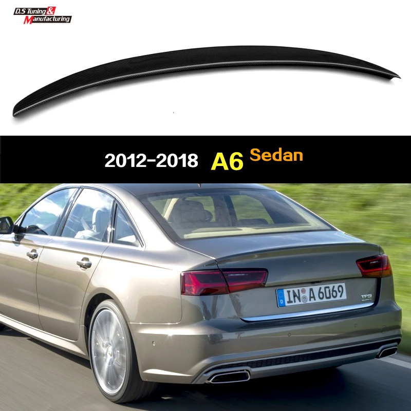 

Реальные углеродного волокна задний багажник спойлер Ducktail палуба хвост крыло для Audi A6 C7 (2012 - 2018) 4-дверный седан стайлинга автомобилей загру...