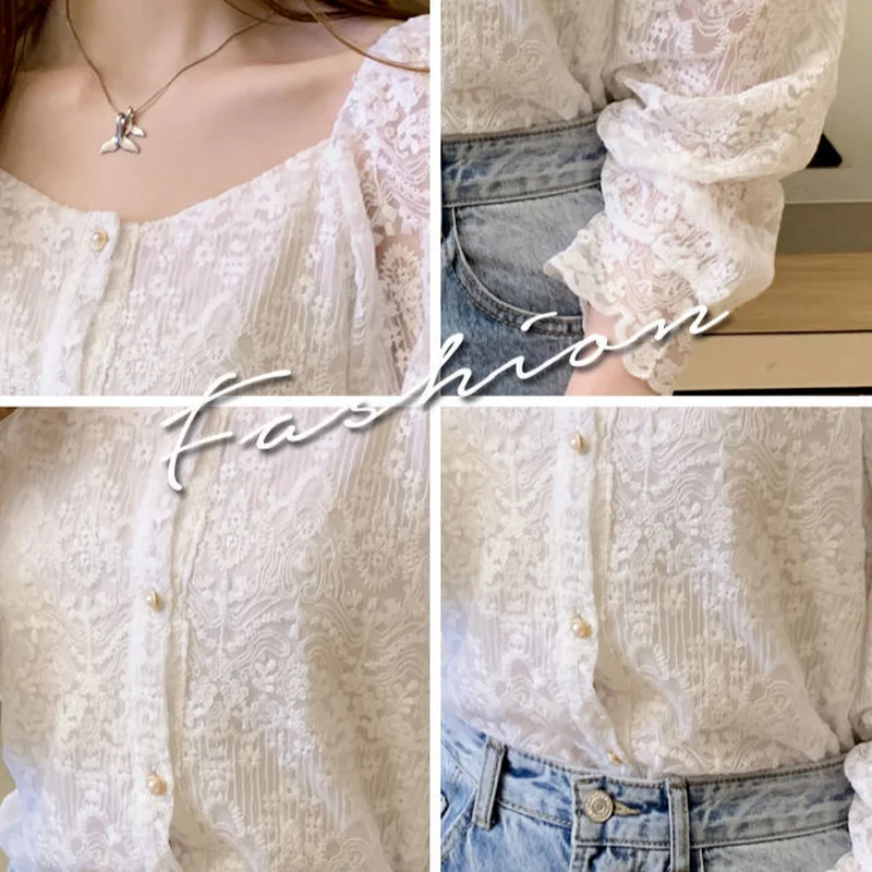 Blouses Women Lace New Arrival Lightweight Feminine Simple Sweet Chic Button Minimalist Spring Mujer Ropa Girls Tops Basic Daily
Blouses Women Lace New Arrival Lightweight Feminine Simple Sweet Chic Button Minimalist Spring Mujer Ropa Girls Tops Basic Daily