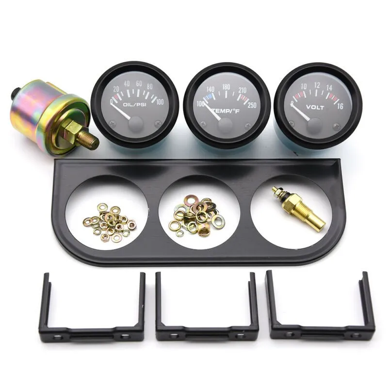 12V Car Universal ABS Plastic Shell 3in1 52mm Car Auto Triple Gauge Kit Volt Meter Water Temp Oil Pressure Meter
12V Car Universal ABS Plastic Shell 3in1 52mm Car Auto Triple Gauge Kit Volt Meter Water Temp Oil Pressure Meter