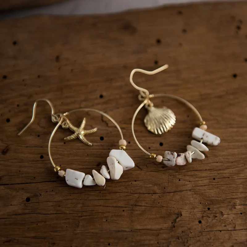Ladies Vintage Starfish Shell Earrings Irregular Gold Circle Jewelry Accessories 
Ladies Vintage Starfish Shell Earrings Irregular Gold Circle Jewelry Accessories