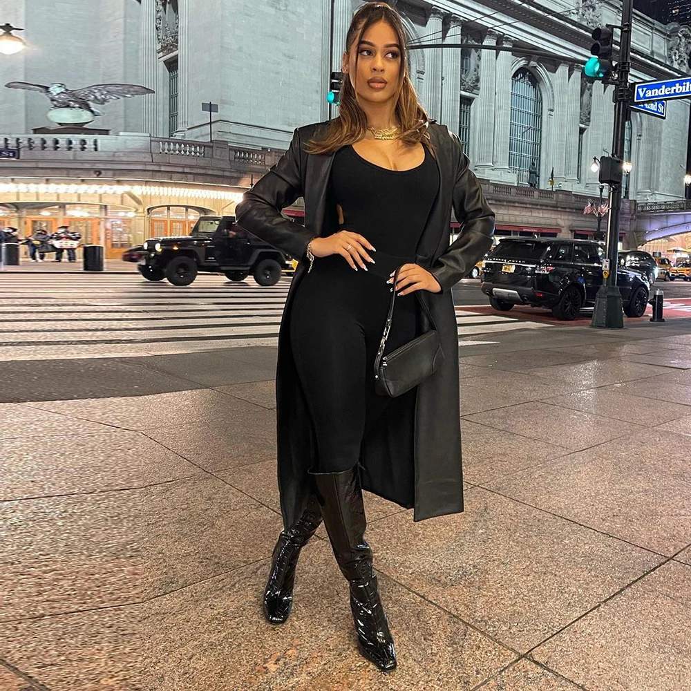 Spring Winter Women's PU Faux Leather Extra-long Jackets Streetwear Black Brown Full Sleeve Straight Overcoat Outerwear Coats
Spring Winter Women's PU Faux Leather Extra-long Jackets Streetwear Black Brown Full Sleeve Straight Overcoat Outerwear Coats