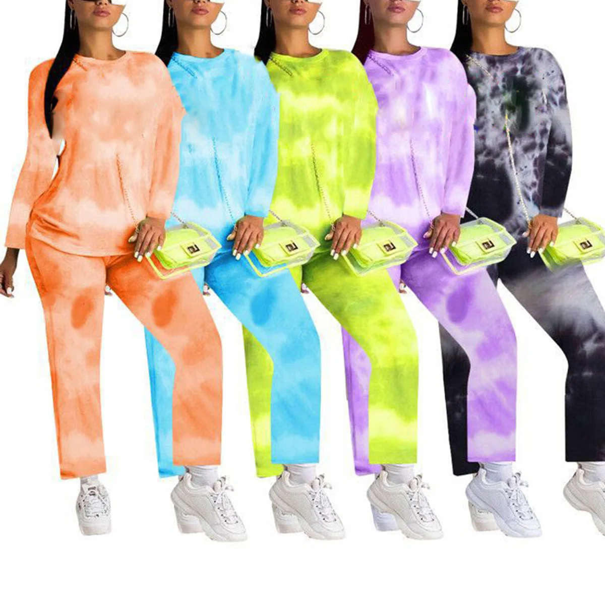 2020 Autumn Spring Women Casual Clothing Set Long Sleeve Tie Dye Print Round Neck Top + Elastic Waist Pants Lady Fashion Outfits
2020 Autumn Spring Women Casual Clothing Set Long Sleeve Tie Dye Print Round Neck Top + Elastic Waist Pants Lady Fashion Outfits