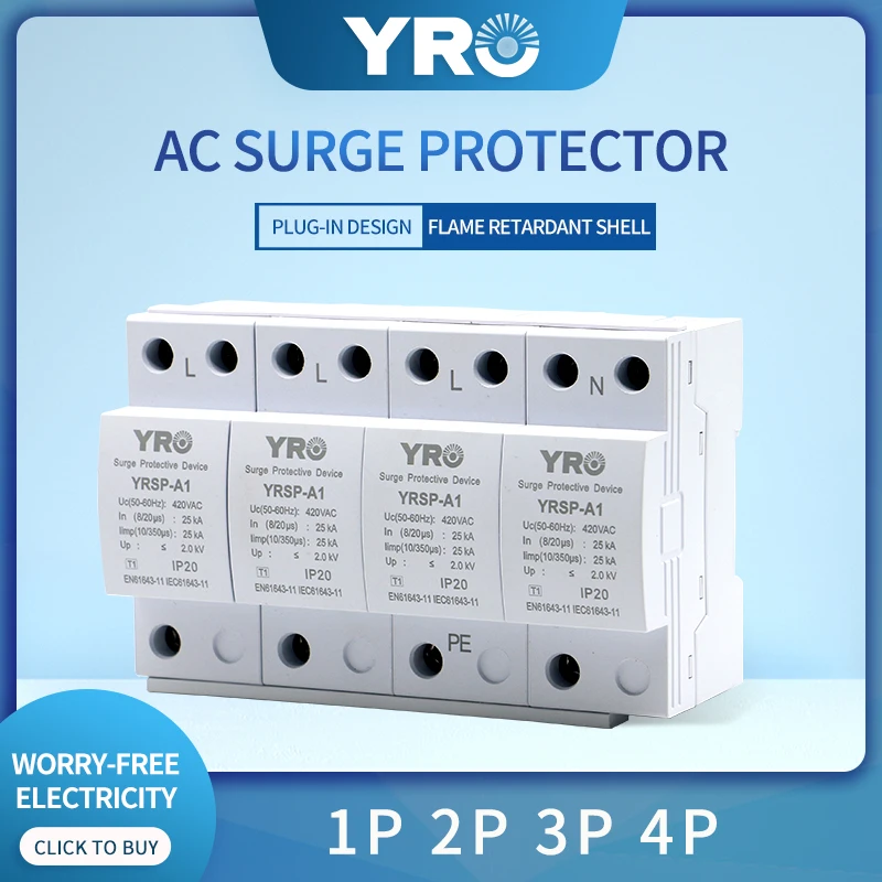 AC SPD 4P Iimp: 25KA 385V House Lightning Surge Protector Protective Low-voltage Arrester Device OEM Factory YRSP-A1
AC SPD 4P Iimp: 25KA 385V House Lightning Surge Protector Protective Low-voltage Arrester Device OEM Factory YRSP-A1