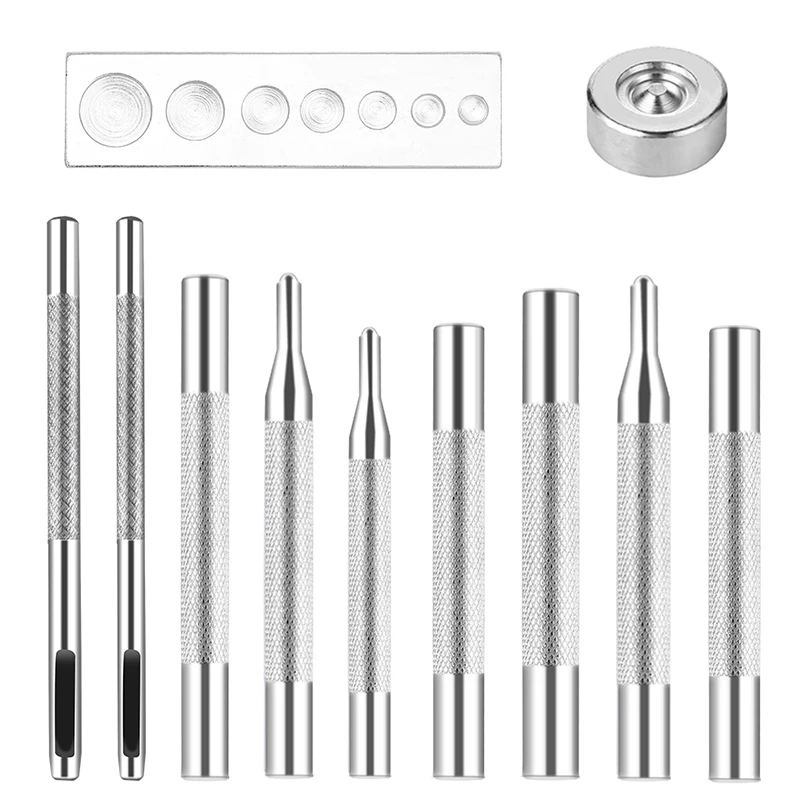 New 11Pcs Snap Rivet Fastener Buttons Installation Tool Kit With Metal Single Hole Puncher For DIY Leather Crafts Tool Set
New 11Pcs Snap Rivet Fastener Buttons Installation Tool Kit With Metal Single Hole Puncher For DIY Leather Crafts Tool Set