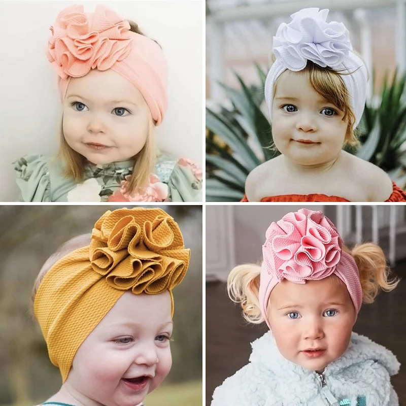 

Kids Lovely Flower Baby Headband Headwrap Elastic Baby Gilrs Hair Bands Turban Wide Solid Color Hairband Baby Hair Accessories