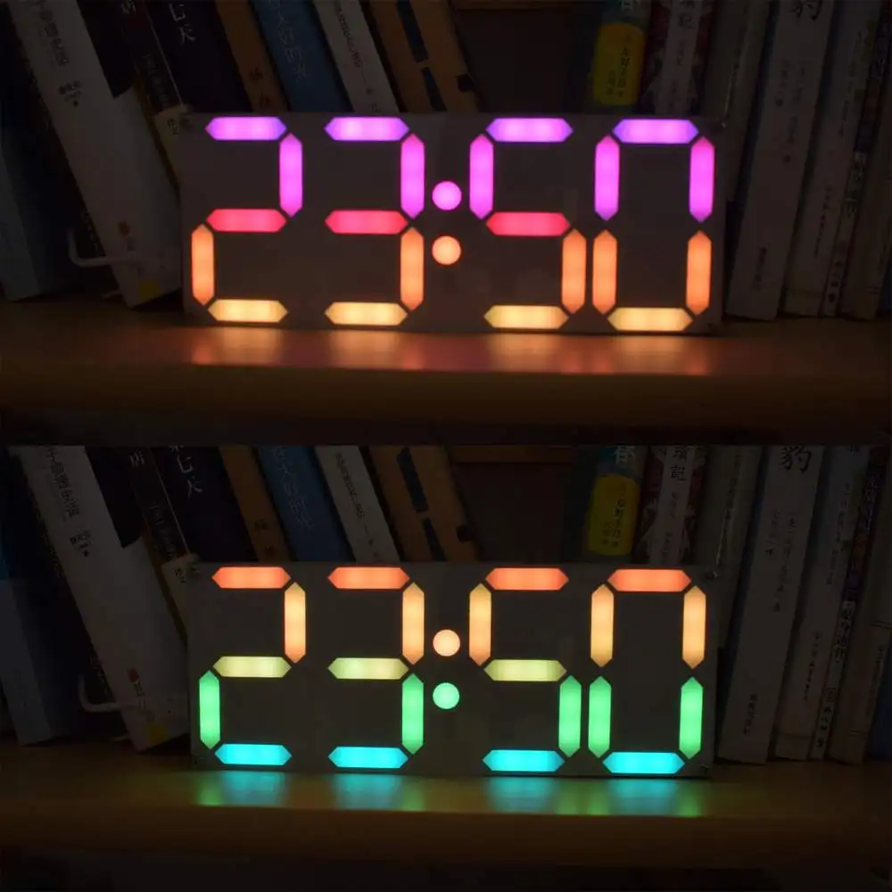 High quality Large Size Rainbow Color Digital Tube DS3231 Alarm Clock DIY Kit Time Date Table Desktop Clocks LED Display 
High quality Large Size Rainbow Color Digital Tube DS3231 Alarm Clock DIY Kit Time Date Table Desktop Clocks LED Display