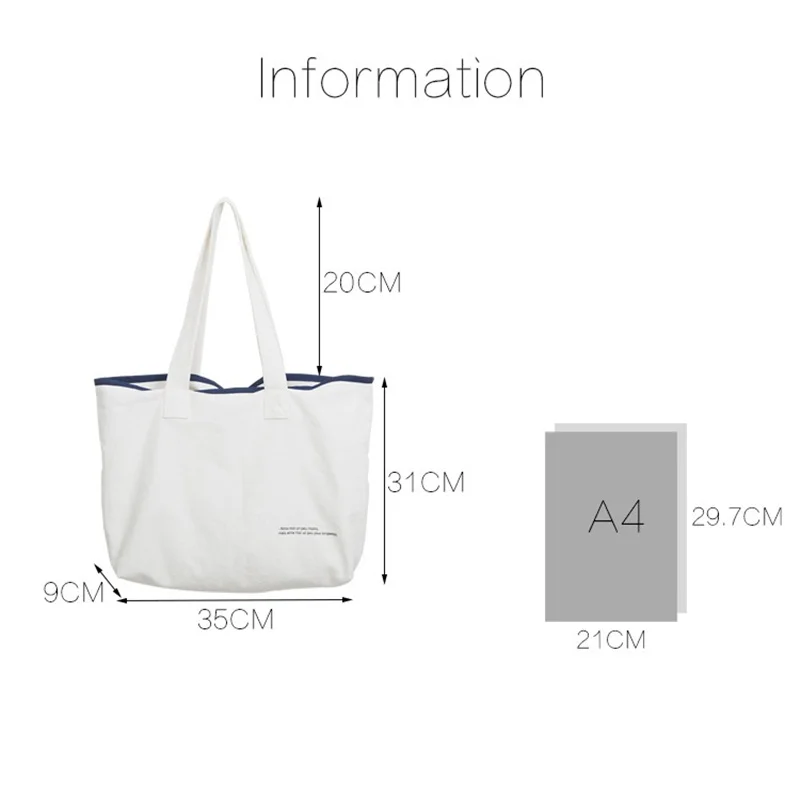 Women Canvas Shoulder Bag Pure White Daily Shopping Bags Students Books Bag Thick Cotton Cloth Handbags Tote for Girls
Women Canvas Shoulder Bag Pure White Daily Shopping Bags Students Books Bag Thick Cotton Cloth Handbags Tote for Girls