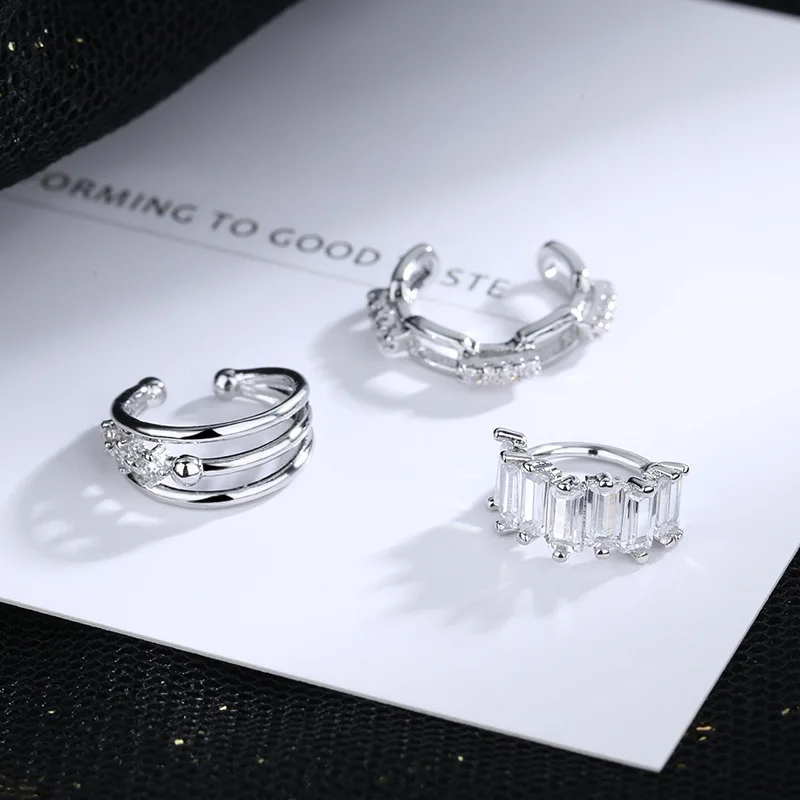 LISM 3pcs/set Silver Color Ear Cuff For Women Without Piercing Earrings Set Earcuff Real Fashion Jewelry Clips | Украшения и