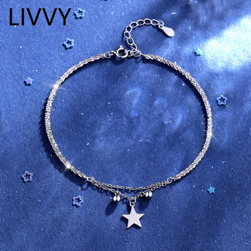 Простой серебряный браслет LIVVY с подвеской в виде звезды, регулируемая цепочка для женщин, модный трендовый изысканный шарм, ювелирные изде...
Простой серебряный браслет LIVVY с подвеской в виде звезды, регулируемая цепочка для женщин, модный трендовый изысканный шарм, ювелирные изде...