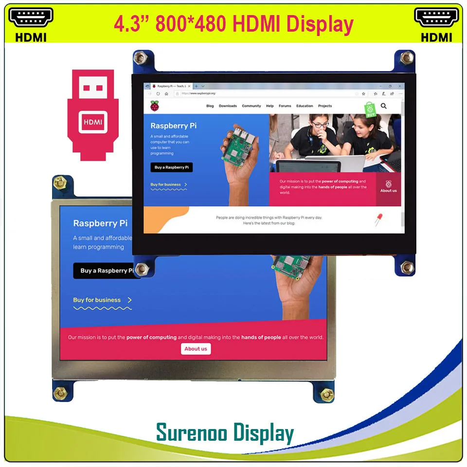 4 3 "4 inch 800*480 совместимому с HDMI USB емкостный сенсорный экран Панель на