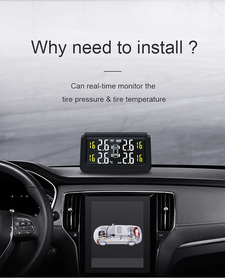 AMYGOJJ Wireless Tire Pressure Monitoring Instrument Tire Pressure Monitoring System Solar Energy Detector
AMYGOJJ Wireless Tire Pressure Monitoring Instrument Tire Pressure Monitoring System Solar Energy Detector