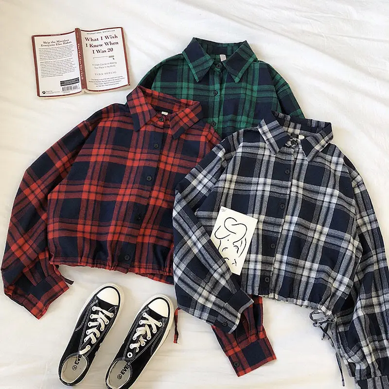 Jacket girl student's design high waist coats women long sleeve hooded Plaid jacket coats P3 389
Jacket girl student's design high waist coats women long sleeve hooded Plaid jacket coats P3 389
