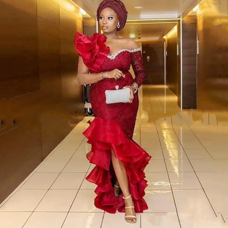 African Mermaid Prom Dress One Shoulder Lace Organza Graduation Party Occasion Gown Custom Made Plus Size
African Mermaid Prom Dress One Shoulder Lace Organza Graduation Party Occasion Gown Custom Made Plus Size