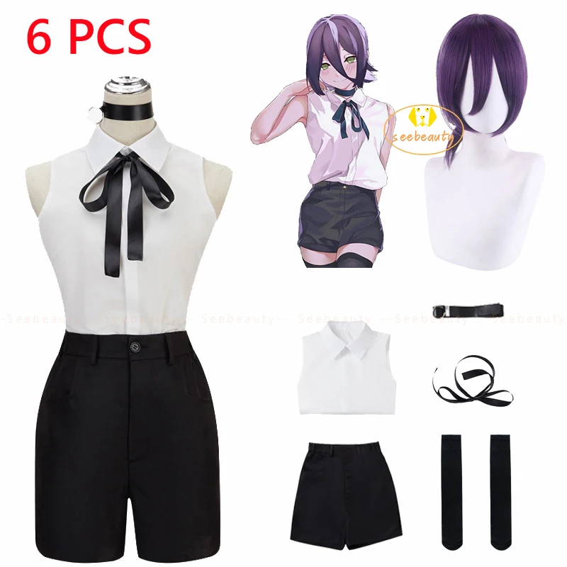 Anime Chainsaw Man Reze Cosplay Costume Bomb Devil Purple Wig Women White Black Suit Halloween Party Girls Uniform Set
Anime Chainsaw Man Reze Cosplay Costume Bomb Devil Purple Wig Women White Black Suit Halloween Party Girls Uniform Set