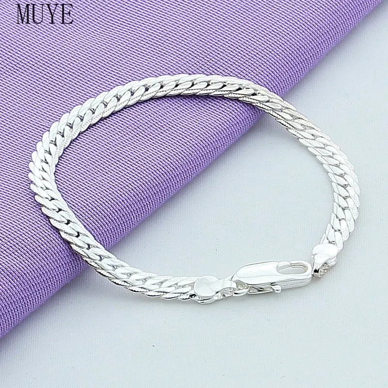 MUYE Fashion 925 Sterling Silver Bracelet Unisex 5MM Flat Snake Chain Lobster Clasp Collares Bracelet For Women Men Gift
MUYE Fashion 925 Sterling Silver Bracelet Unisex 5MM Flat Snake Chain Lobster Clasp Collares Bracelet For Women Men Gift