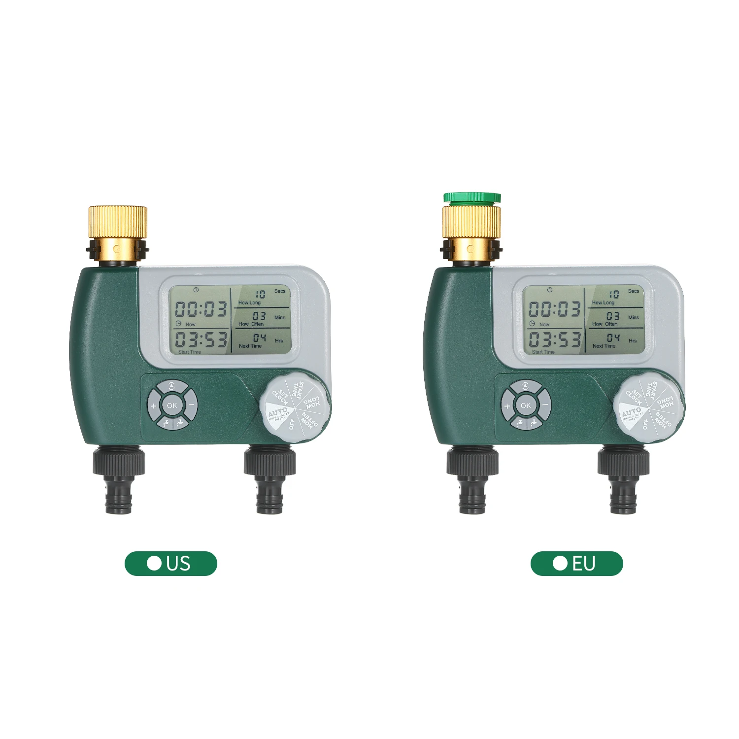 Digital Automatic Watering Sprinkler System Hose Faucet Timer Outdoor Battery Irrigation Controller with 2 Outlet for Garden
Digital Automatic Watering Sprinkler System Hose Faucet Timer Outdoor Battery Irrigation Controller with 2 Outlet for Garden