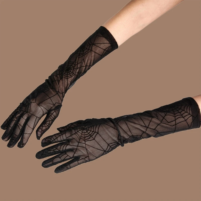 

Breathable Lace Arm Sleeves UV Protection Elbow Protector Spider Web Gloves Outdoors Sports Sleeve Tattoo Cover Up