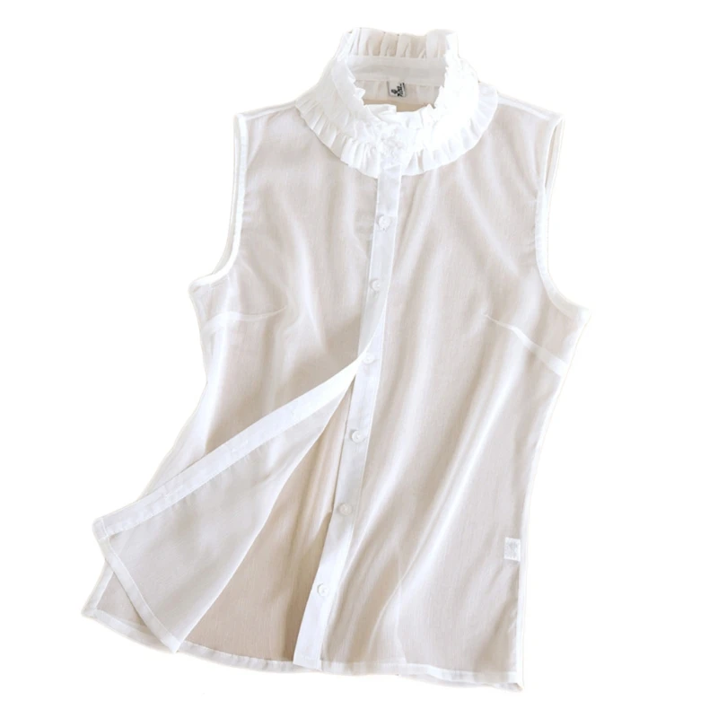 Women Ruffles Stand Collar Sleeveless Blouse Button Down Mesh Shirt Tank Top 50LD
Women Ruffles Stand Collar Sleeveless Blouse Button Down Mesh Shirt Tank Top 50LD
