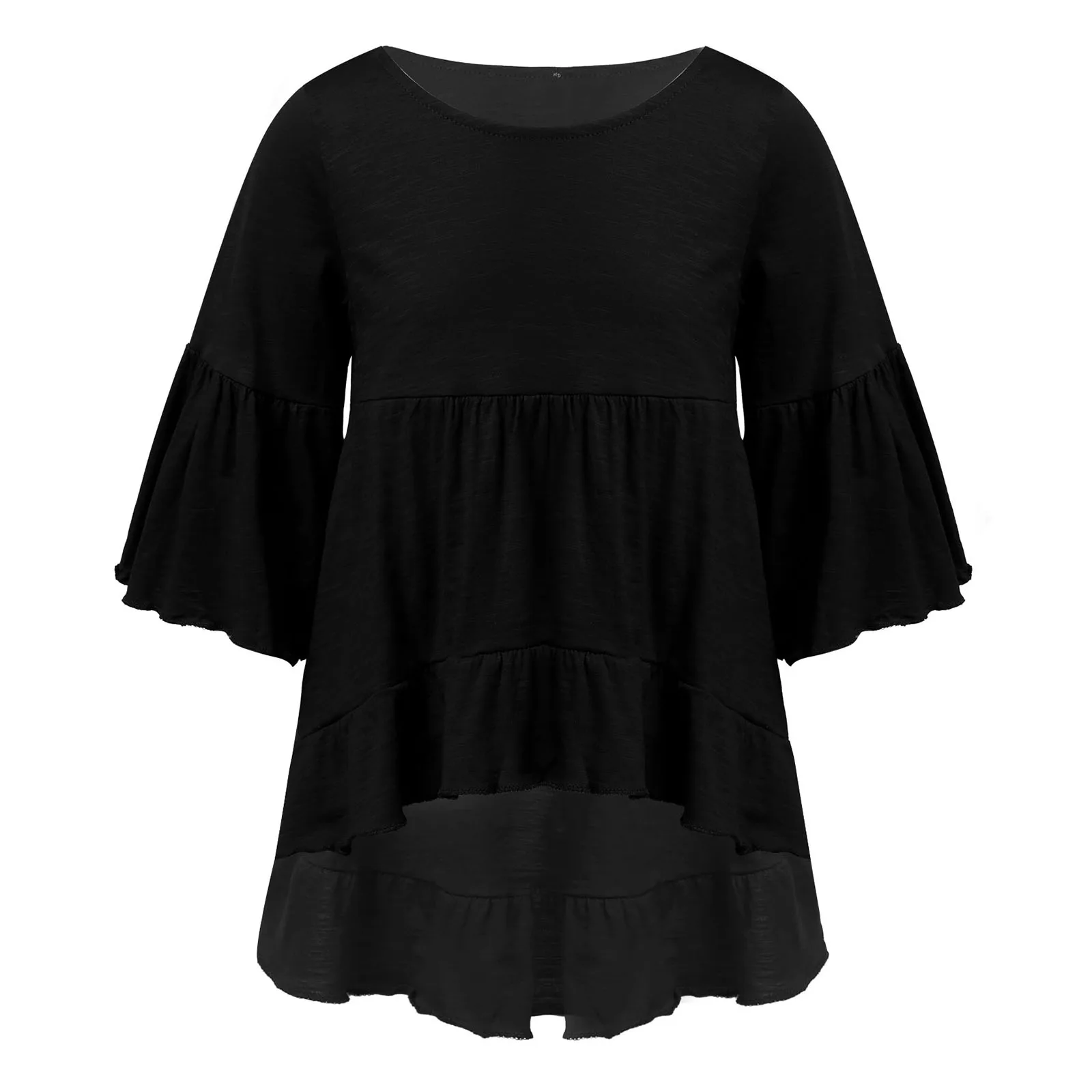 Детское Хлопковое платье с длинным рукавом, с высоким подолом и оборками, весна-осень 
Детское Хлопковое платье с длинным рукавом, с высоким подолом и оборками, весна-осень