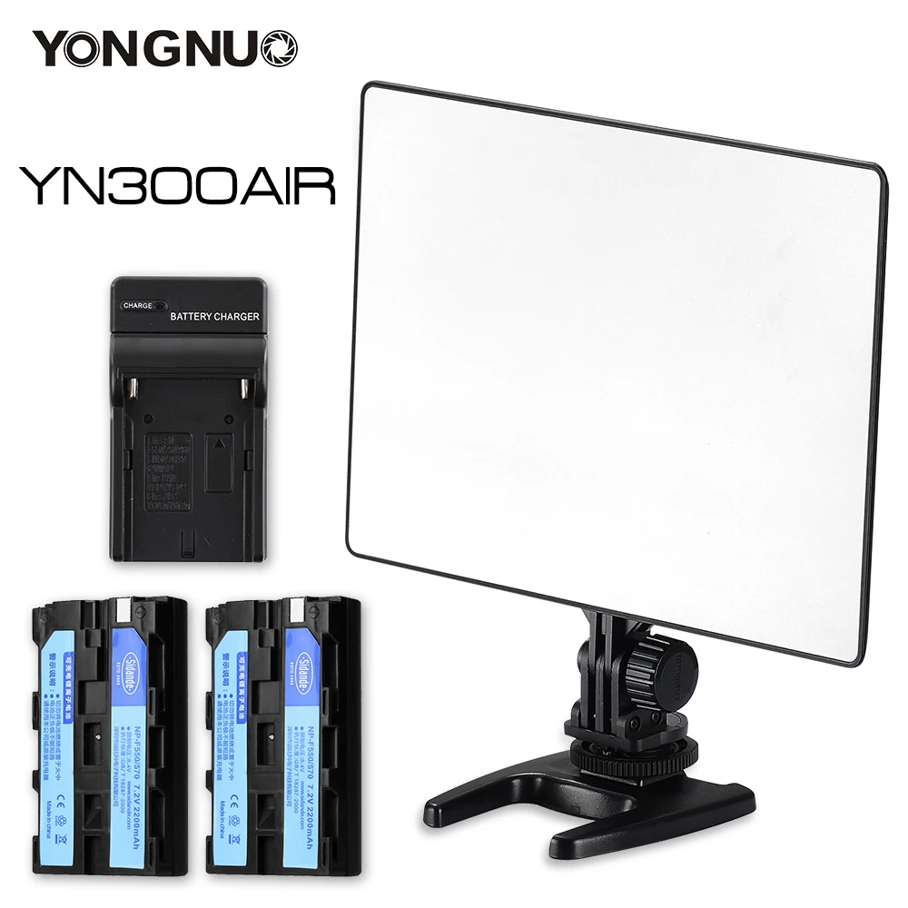 YONGNUO YN300 Air Camera LED Video Light 3200K-5500K with 2x NP-F550 2200mAh Decoded Battery & Charger for Canon Nikon
YONGNUO YN300 Air Camera LED Video Light 3200K-5500K with 2x NP-F550 2200mAh Decoded Battery & Charger for Canon Nikon