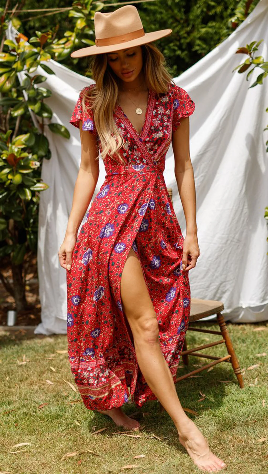 Vintage chic vestidos women Floral print bat sleeve beach long Bohemian maxi dress Ladies sexy V neck Summer Boho happie dress
Vintage chic vestidos women Floral print bat sleeve beach long Bohemian maxi dress Ladies sexy V neck Summer Boho happie dress