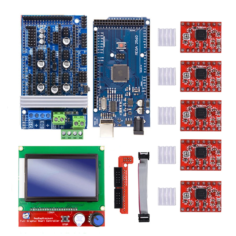 Ramps 1.6 kit upgrade Base on Ramps 1.4 1.5 with Mega2560 Board Reprap Control +12864LCD+A4988/Drv8825 Driver 3D Printer Kit
Ramps 1.6 kit upgrade Base on Ramps 1.4 1.5 with Mega2560 Board Reprap Control +12864LCD+A4988/Drv8825 Driver 3D Printer Kit
