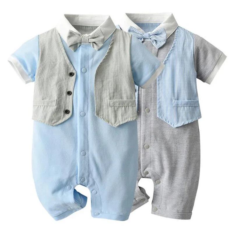 Summer Newborn Kids Boys Fake Two Piece Gentleman Jumpsuits Clothes Baby Boys Stripe Rompers Short Sleeve Children Rompers
Summer Newborn Kids Boys Fake Two Piece Gentleman Jumpsuits Clothes Baby Boys Stripe Rompers Short Sleeve Children Rompers