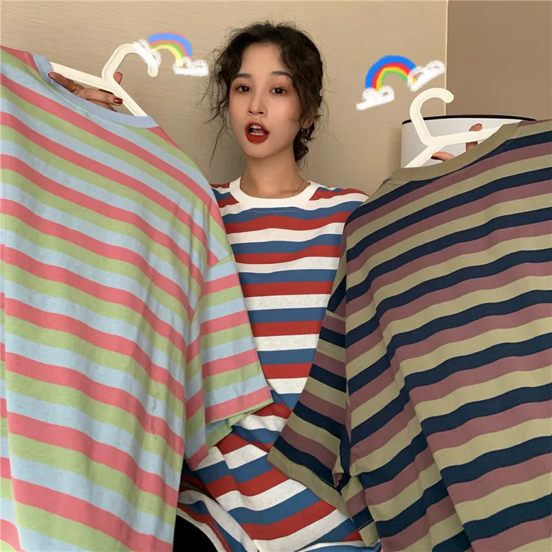 Hong Kong Stripes Short Sleeve T-shirt Women's 2021 Loose Korean Ins Trendy Harajuku Style High Street Hiphop Half
Hong Kong Stripes Short Sleeve T-shirt Women's 2021 Loose Korean Ins Trendy Harajuku Style High Street Hiphop Half