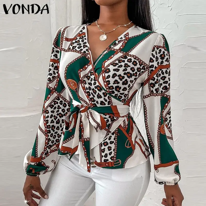 Casual Long Sleeve V Neck Shirts With Belted VONDA Women Autumn Printed Blouse Bohemian Blusas Femininas Loose OL Office Tops
Casual Long Sleeve V Neck Shirts With Belted VONDA Women Autumn Printed Blouse Bohemian Blusas Femininas Loose OL Office Tops