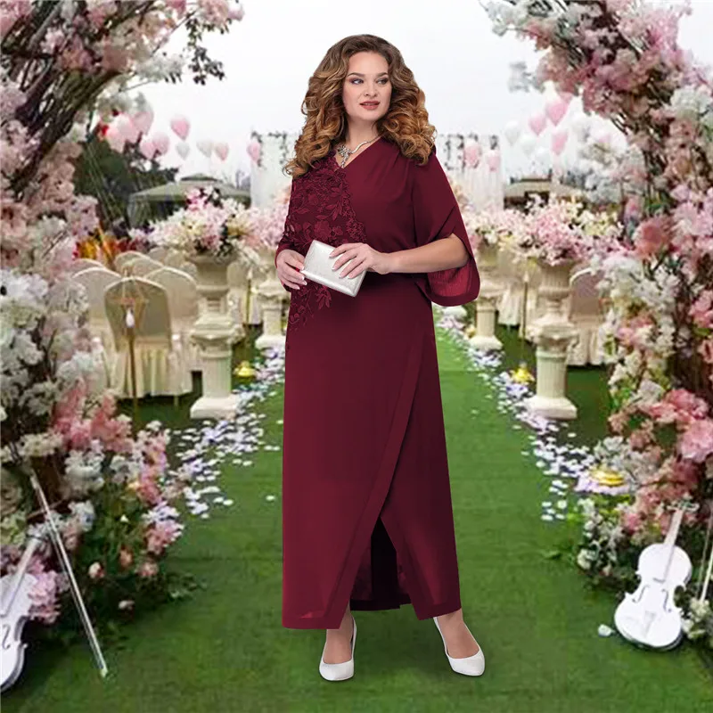 Chiffon Plus Size Mother Of The Bride Dresses 2021 Half Sleeve Wedding Party Gown V Neck Slit robe mere de la mariee
Chiffon Plus Size Mother Of The Bride Dresses 2021 Half Sleeve Wedding Party Gown V Neck Slit robe mere de la mariee