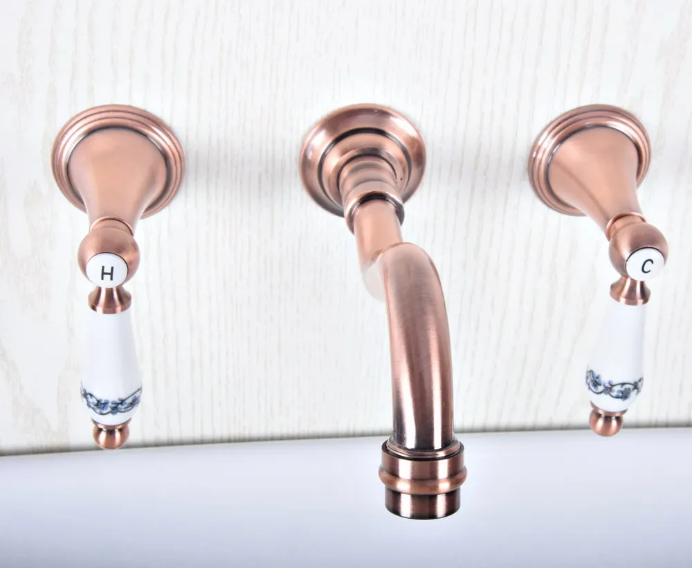 Antique Red Copper Brass Wall Mounted Dual Handles Widespread Bathroom 3 Holes Basin Tub Faucet Mixer Water Taps msf508 
Antique Red Copper Brass Wall Mounted Dual Handles Widespread Bathroom 3 Holes Basin Tub Faucet Mixer Water Taps msf508