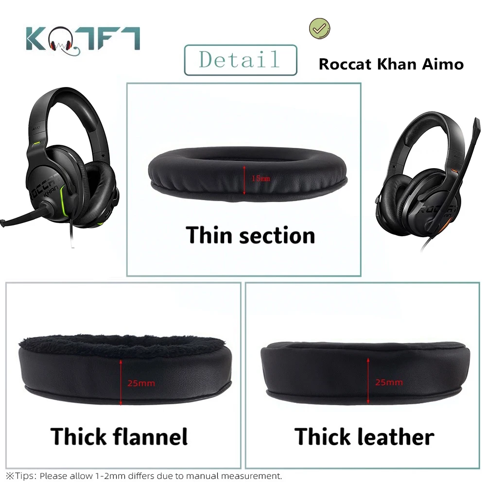 1 пара бархатных кожаных сменных амбушюров KQTFT для гарнитуры Roccat Khan Aimo накладки на