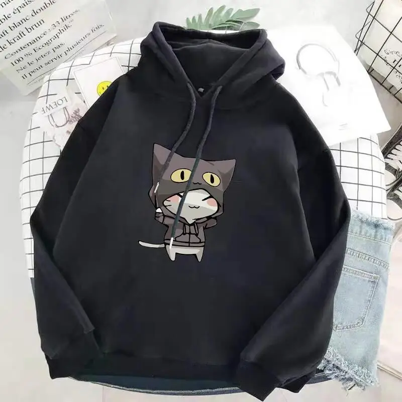 

2021 Kawaii Cartoon Print Hoodie Sweatshirt Women Casual Loose Pullover Oversize Streetwear Hoodies Women Long Sleeve Clothes