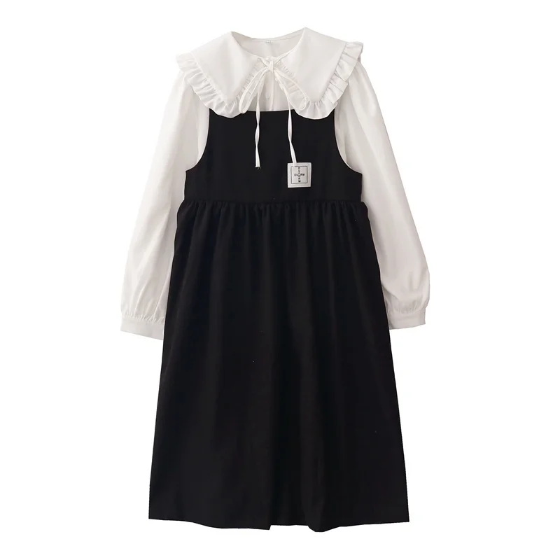 Autumn Fashion Women Clothing Suit 2021 Stylish Peter Pan Collar White Bandage Blouse+Vintage Strap Dress 2 Piece Set
Autumn Fashion Women Clothing Suit 2021 Stylish Peter Pan Collar White Bandage Blouse+Vintage Strap Dress 2 Piece Set