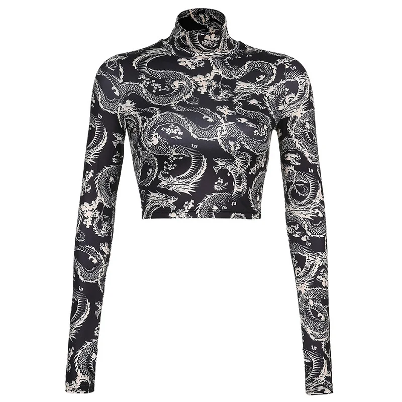 Dragon Print Turtleneck T Shirt Casual Fashion Spring Autumn Women T Shirt 2021 Streetwear Long Sleeve Bodycon Women T Shirt
Dragon Print Turtleneck T Shirt Casual Fashion Spring Autumn Women T Shirt 2021 Streetwear Long Sleeve Bodycon Women T Shirt