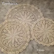 25-35CM Round Modern Luxury Handmade Cotton Crochet Doilies Lot Placemats Pads Table Mats For Dining Table Kitchen Accessories