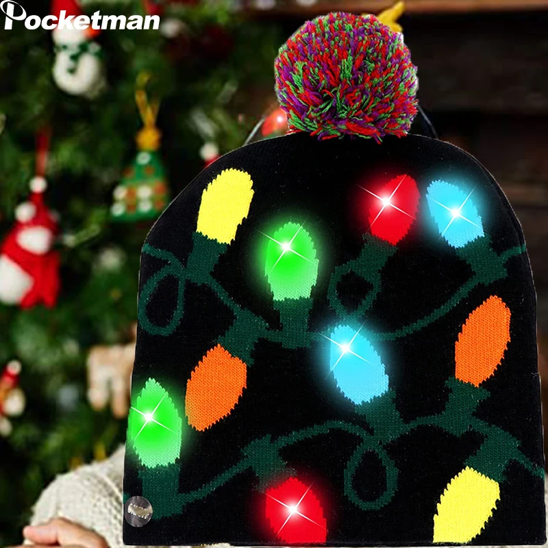 Twinkling Colorful Christmas Festive Mood Hat Built-in LED Lamp Winter Warm Knitted Hat Suitable For Men Women And Children
Twinkling Colorful Christmas Festive Mood Hat Built-in LED Lamp Winter Warm Knitted Hat Suitable For Men Women And Children