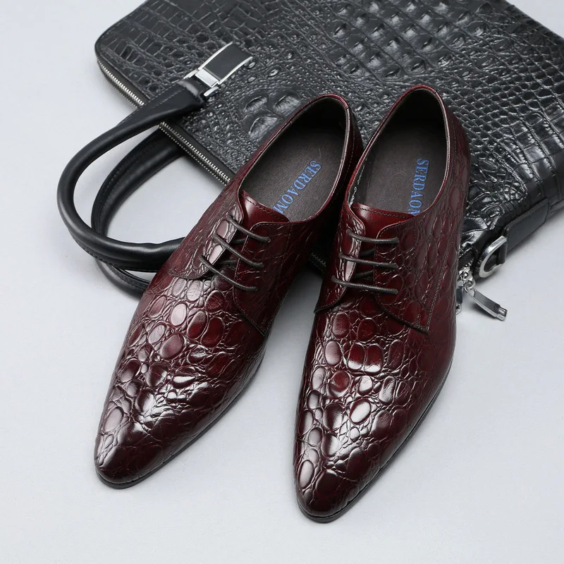 Alligator Pattern Genuine Leather Men's Dress Shoes Handmade Office Business Wedding Luxury Lace Up Formal Oxfords Shoes G259
Alligator Pattern Genuine Leather Men's Dress Shoes Handmade Office Business Wedding Luxury Lace Up Formal Oxfords Shoes G259