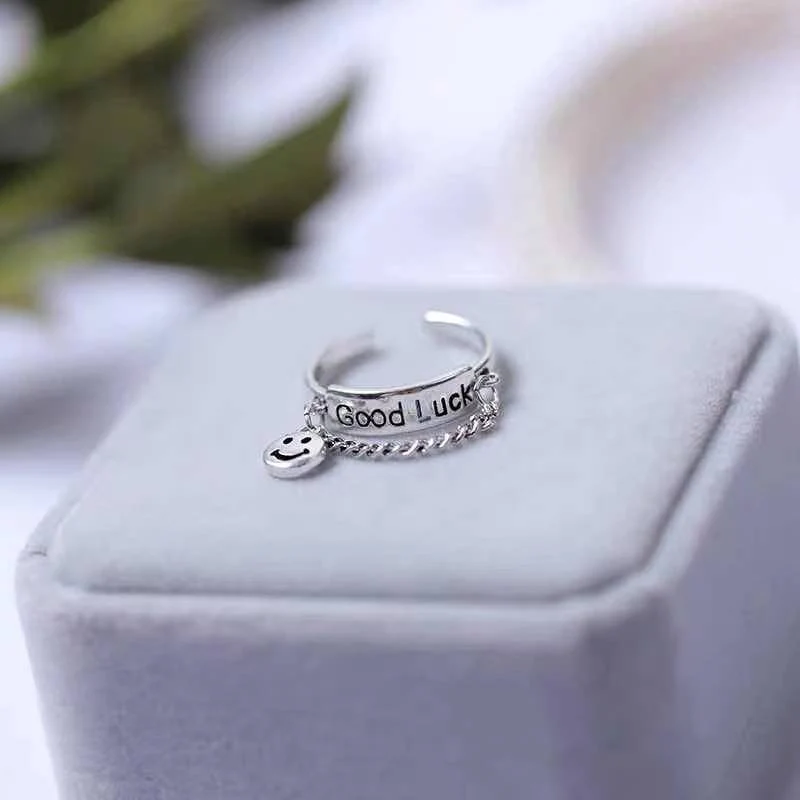 Fashion Women Ring ‘Good Luck’ Logo Smiley Tassel chain Open Mouth Ladies Club Paty Rings Adjustable
Fashion Women Ring ‘Good Luck’ Logo Smiley Tassel chain Open Mouth Ladies Club Paty Rings Adjustable