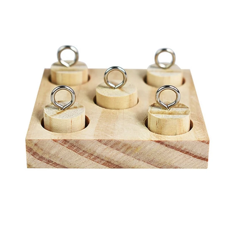 K3NA Birds Parrot Wooden Platform Plastic Rings Intelligence Training Chew Puzzle Toy
