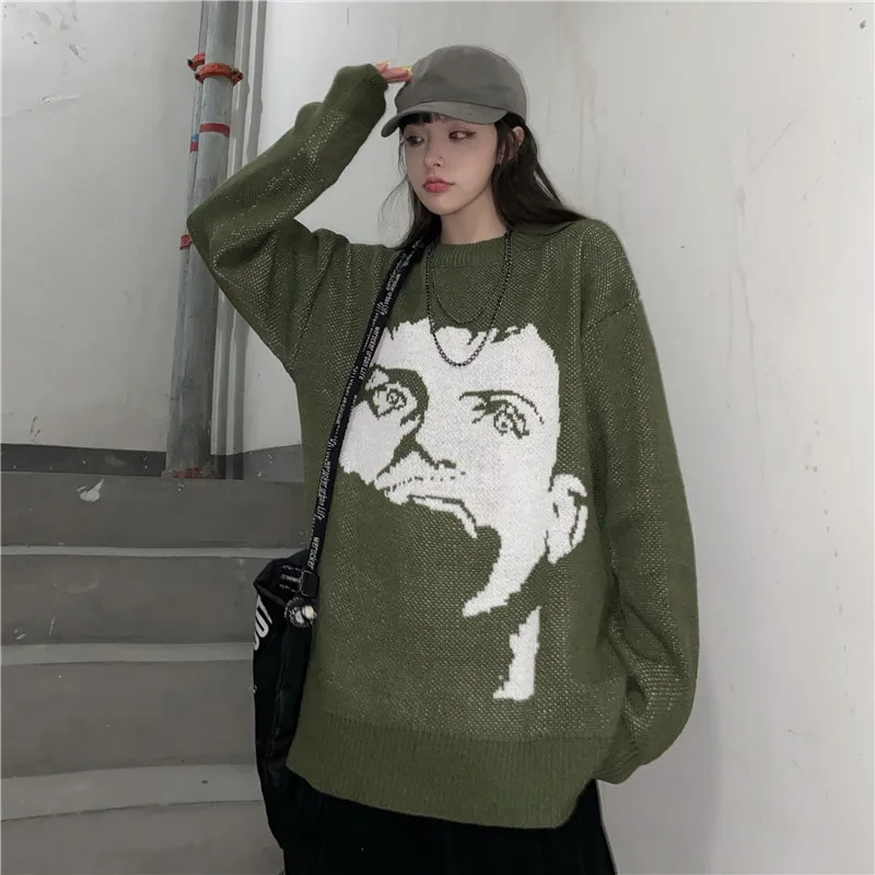 2021 New Autumn and Winter Portrait Sweater Women Loose Outer Wear Thick Black Loose Autumn and Winter Harajuku Long Sleeve Top
2021 New Autumn and Winter Portrait Sweater Women Loose Outer Wear Thick Black Loose Autumn and Winter Harajuku Long Sleeve Top