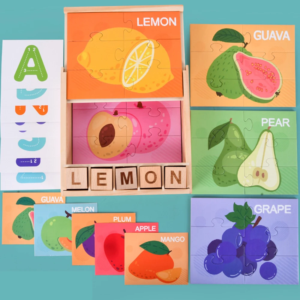 Children Wooden Jigsaw Puzzle Words Alphabet Learning Baby Early Educational Toys Cartoon Animal Traffic Fruit Block Puzzles
Children Wooden Jigsaw Puzzle Words Alphabet Learning Baby Early Educational Toys Cartoon Animal Traffic Fruit Block Puzzles
