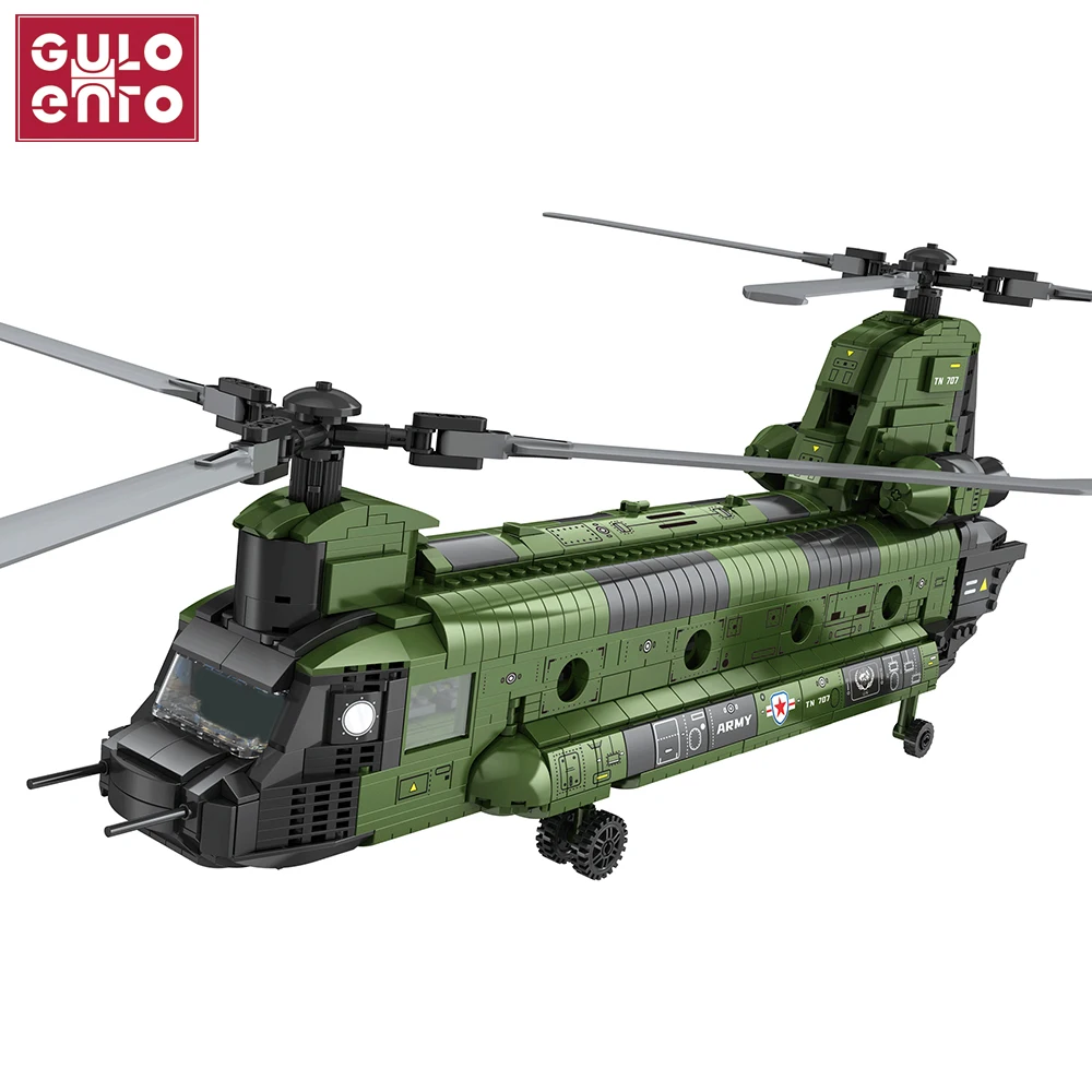 

1622PCS Military Chinook Set CH-47 Medium Transport Helicopter Building Blocks Weapon Airplane Bricks Boys Toys Gifts for Kids