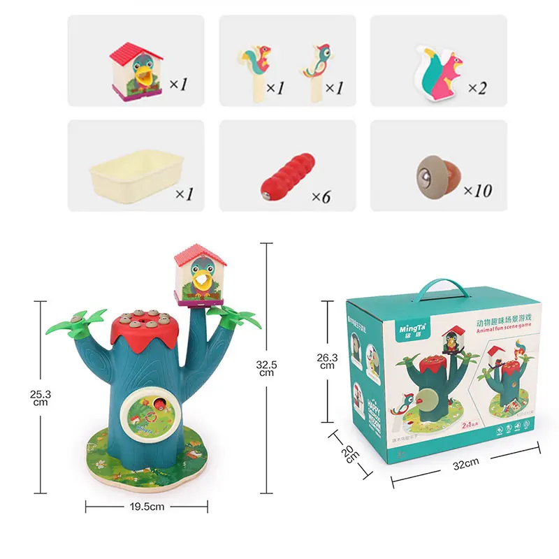 Children Magnetic Catching Bugs Wooden Educational Toys Woodpecker Catching Insects Squirrels Picking Pine Nuts Fun Games Toys
Children Magnetic Catching Bugs Wooden Educational Toys Woodpecker Catching Insects Squirrels Picking Pine Nuts Fun Games Toys