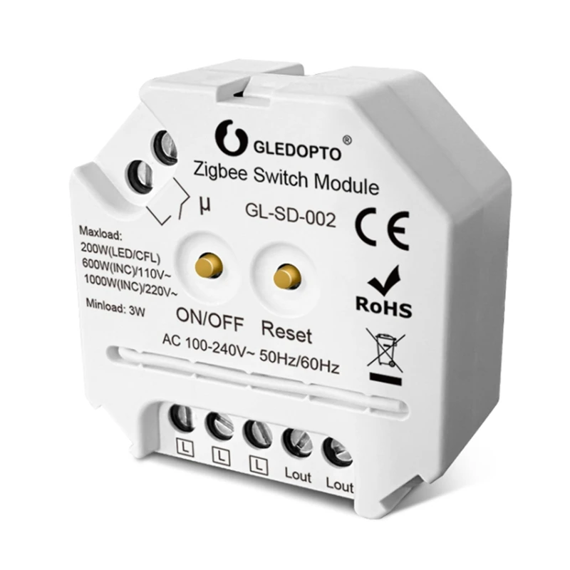 Gledopto Zigbee3.0 Smart No Neutral Switch Module Compatible with Tuya SmartThings APP Alex Voice Push Switch Control
Gledopto Zigbee3.0 Smart No Neutral Switch Module Compatible with Tuya SmartThings APP Alex Voice Push Switch Control