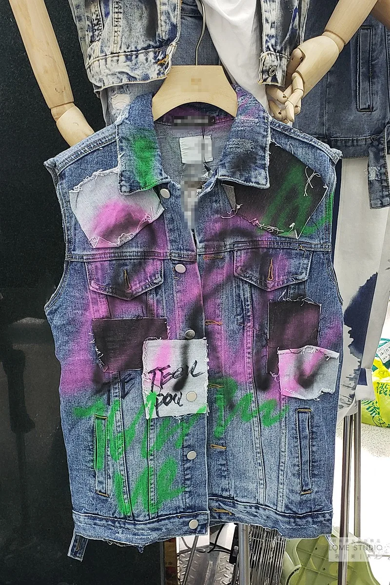 Coletes Promotion Pockets Pattern Vest Women Waistcoat 2020 New Patch Color Stitching Painted For Graffiti Short Vest Women
Coletes Promotion Pockets Pattern Vest Women Waistcoat 2020 New Patch Color Stitching Painted For Graffiti Short Vest Women