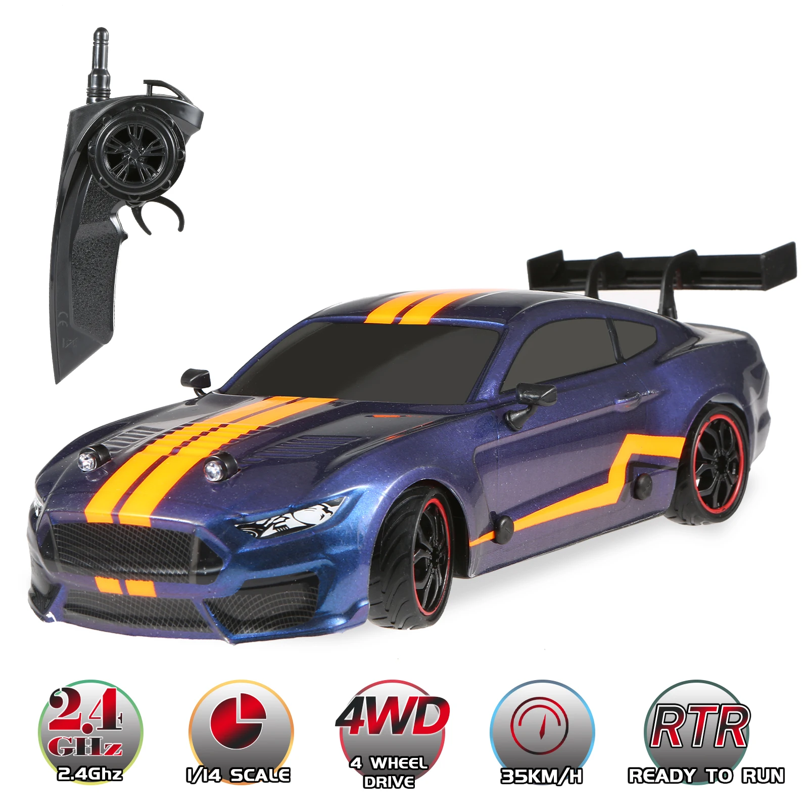 RC Drift Car 1/14 RC Car 2.4GHz 4WD 35km/h RC Racing Car High Speed with Light Two Types Tires Kids Gift RTR
RC Drift Car 1/14 RC Car 2.4GHz 4WD 35km/h RC Racing Car High Speed with Light Two Types Tires Kids Gift RTR