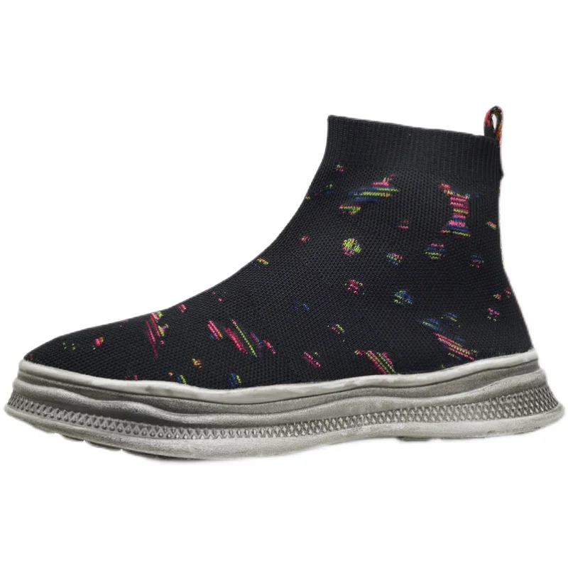 Casual Sock Shoes Women's High-Top Stretch Knitted Ankle Boots 2021winter New Thick Bottom All-Match Black Fashion Martin Boots
Casual Sock Shoes Women's High-Top Stretch Knitted Ankle Boots 2021winter New Thick Bottom All-Match Black Fashion Martin Boots