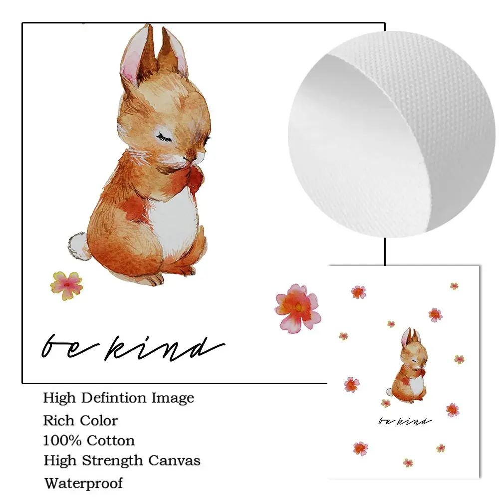 Flower Rabbit Animal Canvas Poster Nursery Wall Art Print Be Happy Inspirational Quotes Painting Pictures Baby Kids Room Decor
Flower Rabbit Animal Canvas Poster Nursery Wall Art Print Be Happy Inspirational Quotes Painting Pictures Baby Kids Room Decor