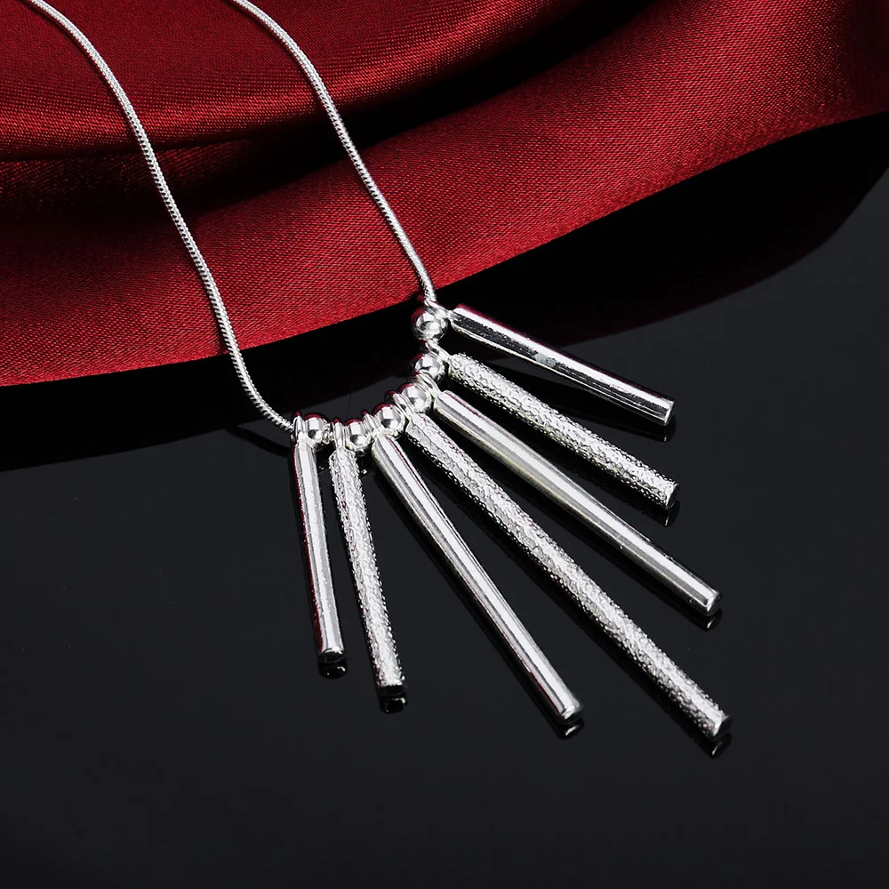 925 Sterling Silver 18 Inch Snake Chain Seven Pillars Pendant Necklace For Women Fashion Wedding Party Charm Jewelry
925 Sterling Silver 18 Inch Snake Chain Seven Pillars Pendant Necklace For Women Fashion Wedding Party Charm Jewelry
